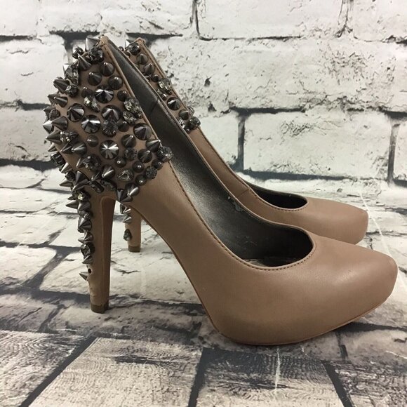 Sam Edelman Roza Heels Pumps 6.5 Spike Tan Leather Shoes Rare Flaw - Picture 8 of 10